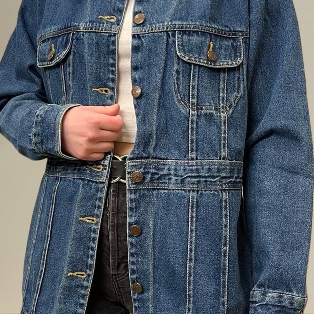 Caribbean Joe Longer denim jeans jacket size Small jean coat 100% cotton - Picture 2 of 8